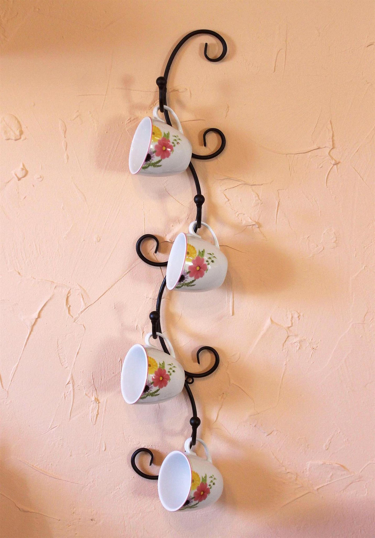 TASSENHALTER Wand Schwarz Metall 68 cm Olivia - Schwarz, Metall (12.5/68/7cm) - DanDiBo