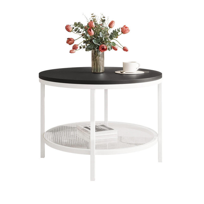 COUCHTISCH CANDY 60/42 cm runden, Weiß / Schwarz matt - Schwarz/Weiß, Metall (60/60/42cm) - Idohome