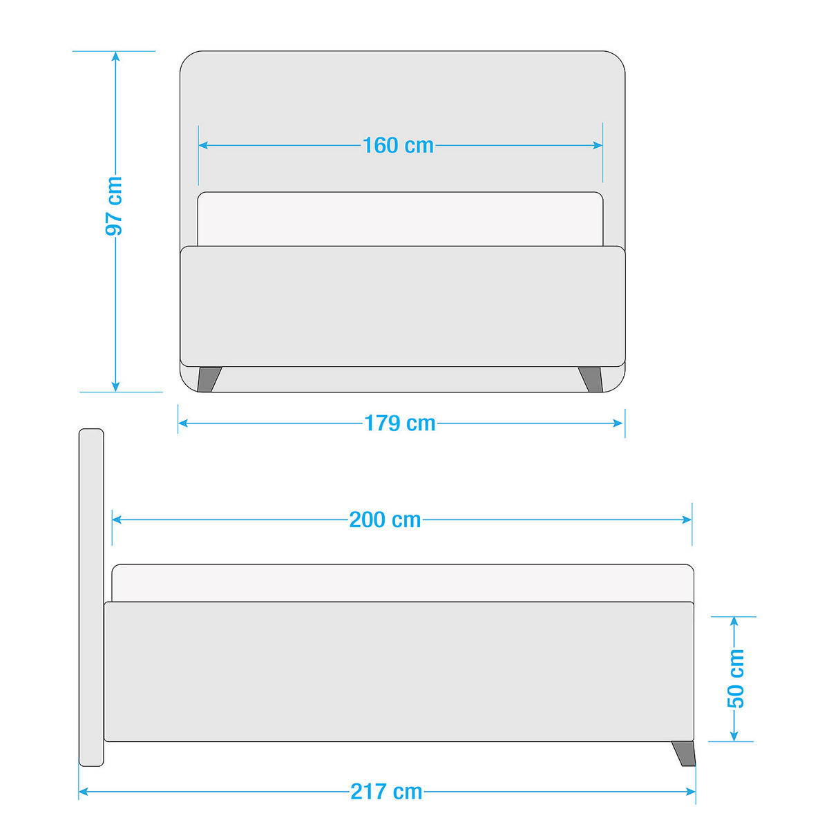 POLSTERBETT - Webstoff - Mintgrün, Holz/Textil (160/200cm) - home24