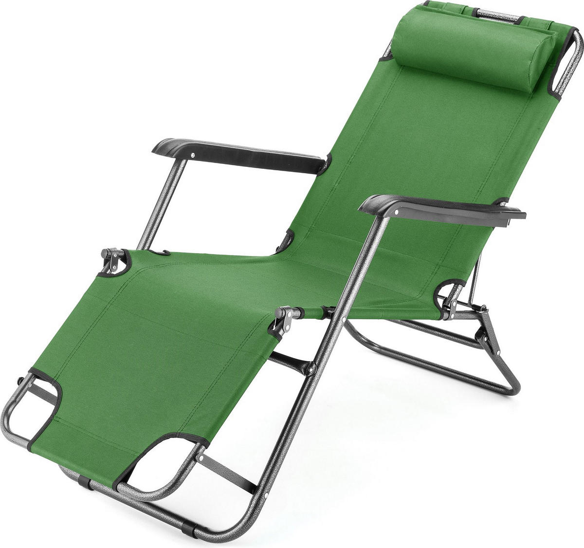 GARTEN-RELAXSESSEL bis 150 kg, Klappbar - Grün, Textil (61/31/153cm) - Outtec