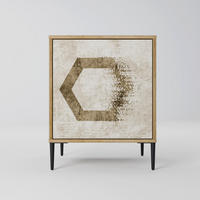 SIDEBOARD HEXAGONAL SHAPES, Eichefarben, 57,5x42x72,5 cm, Schwarze Metallfüße - Eichefarben/Multicolor, Holzwerkstoff/Metall (57.5/72.5/42cm) - SpaceRebels