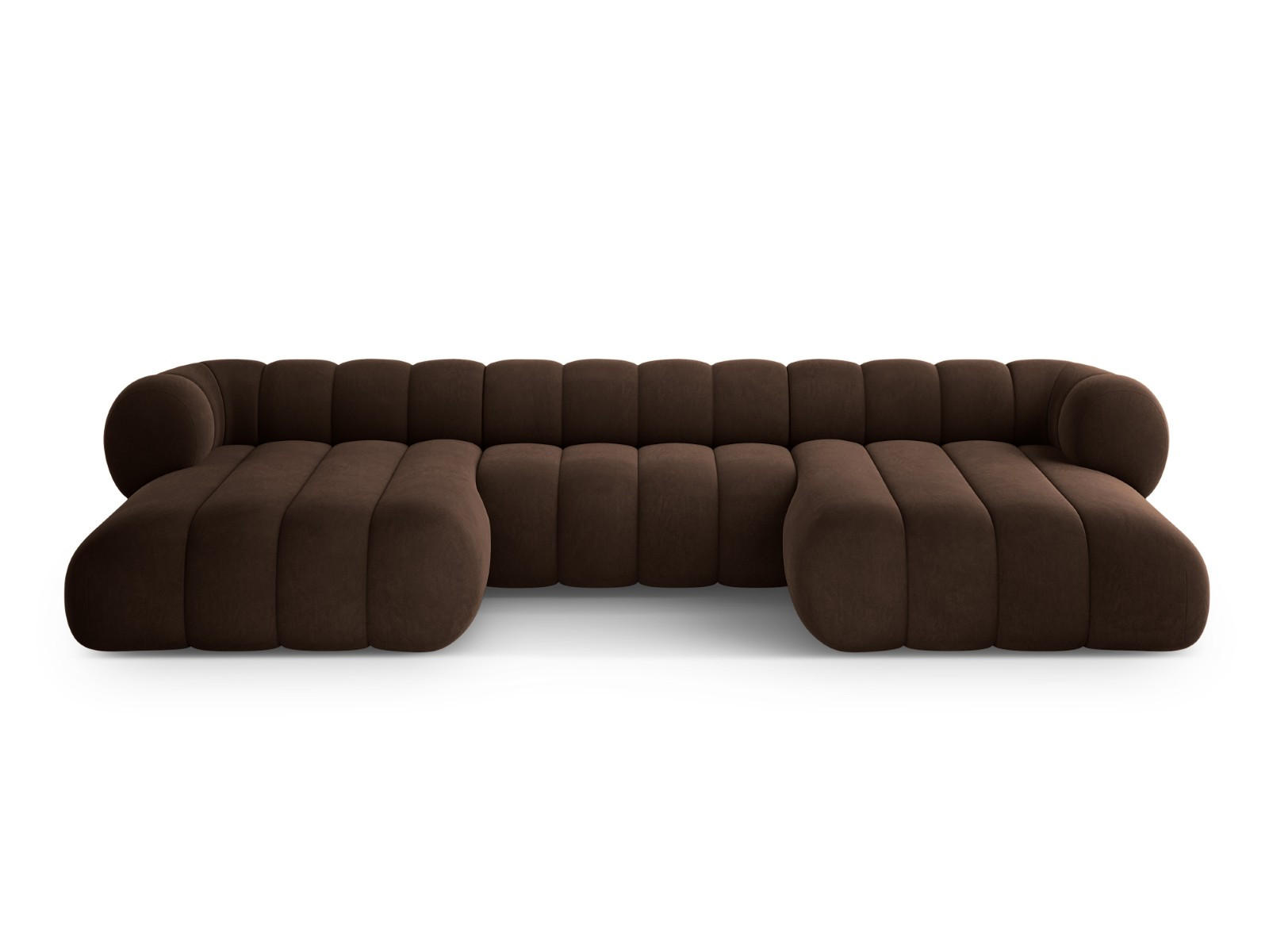 PANORAMASOFA Koge aus Samt Schokolade 6 Sitzplätze - Dunkelbraun, Textil (165/70/348cm) - Cosmopolitan Design