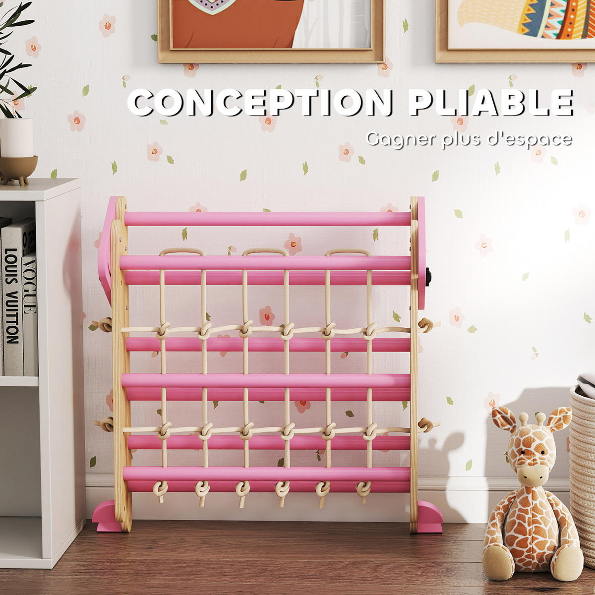 KLETTERDREIECK DE-18395 8-in-1 mit Rampe, Bogen & Leiter Pink - Pink, Holzwerkstoff (74.5/191.5cm) - ComfortXL