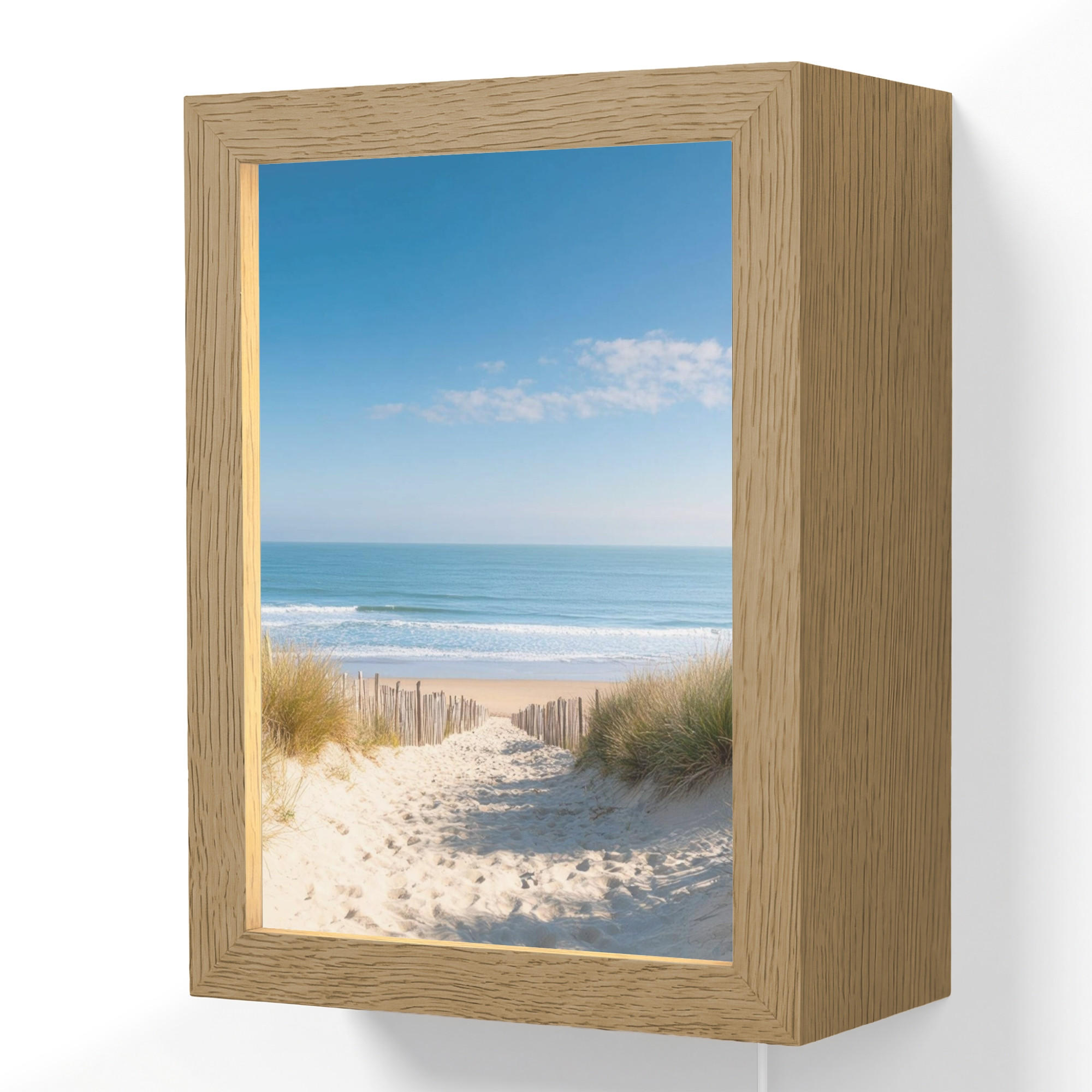 WANDLEUCHTE - Strand - Meer - Düne - Sand - Sommer - 15x20 cm - Sandfarben, Holzwerkstoff (15/20/8cm) - OnlyWow
