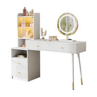 SCHMINKTISCH-SET 100/40/125 cm weiß mit dreifarbigem LED-Spiegel und 4 Schubladen - Weiß, Holzwerkstoff (100/125/40cm) - OKWISH