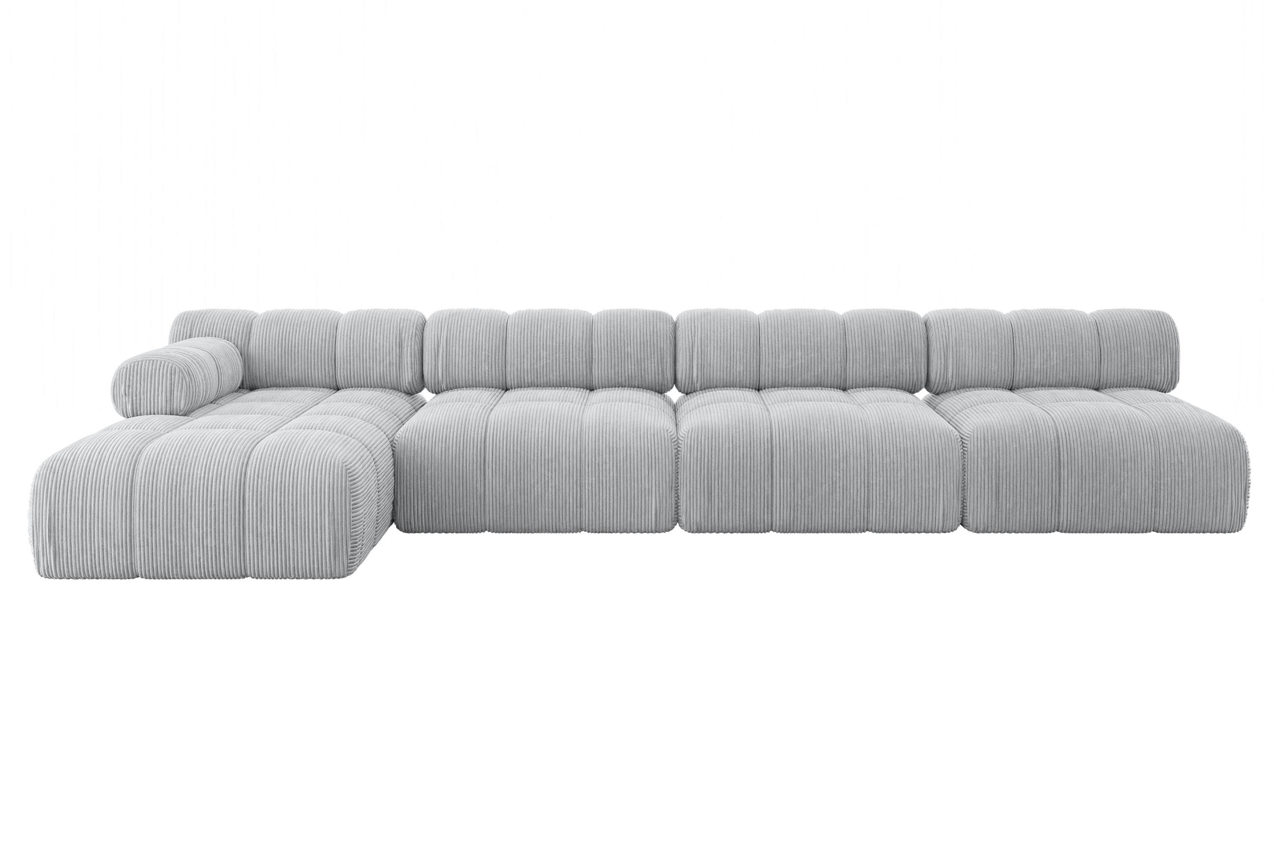 ECKSOFA modulares Sofa Razon-L3 - 380x160x70 cm Grau Cord - Grau, Holzwerkstoff/Textil (380/160cm) - ALTDECOR