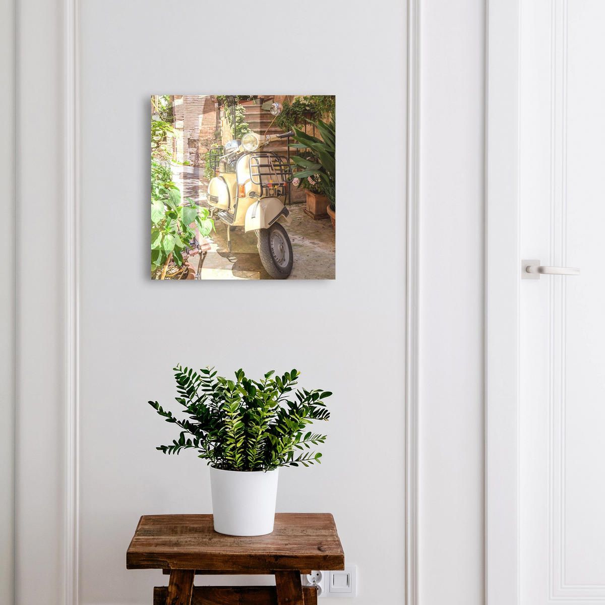SCHLÜSSELBOX Weiß 30x30 cm – Türöffnung nach rechts - Italienische Atmosphäre - Grün, Metall (30/30/5cm) - TULUP