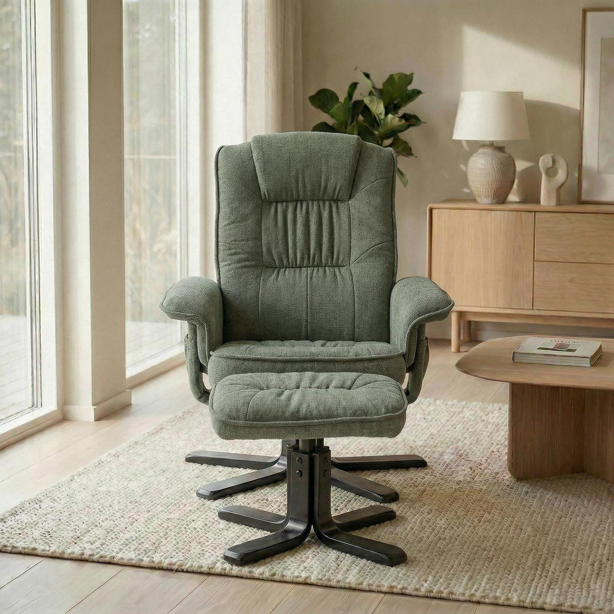 RELAXSESSEL CHARLY - Schwarz/Grün, Textil (76/87/61cm) - IDIMEX