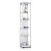 GLASVITRINE 33/37/176 cm mit LED & 4 höhenverstellbaren Glasböden - Transparent/Silberfarben, Glas/Holzwerkstoff (37/176/33cm) - K-Möbel