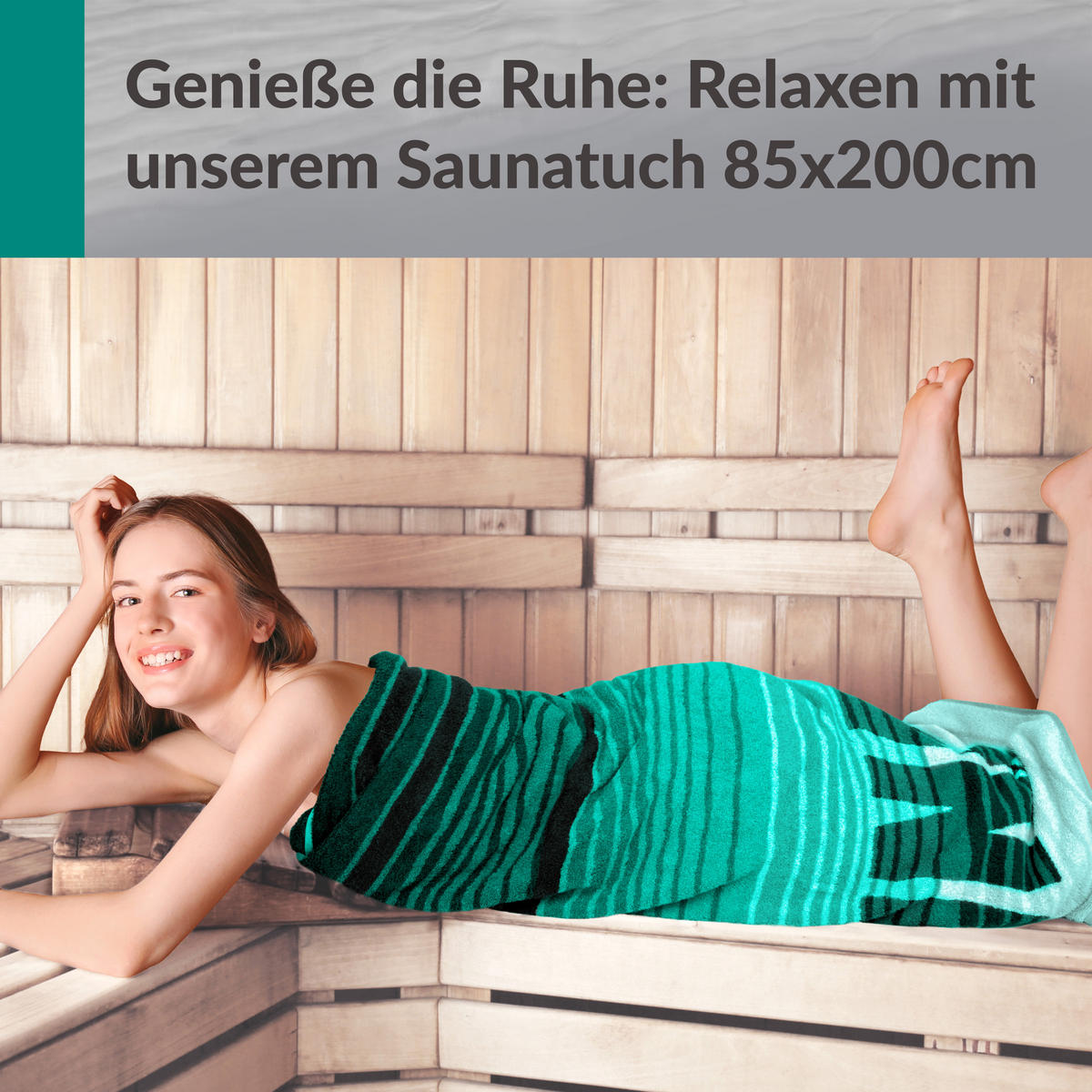 SAUNAHANDTUCH Oslo Grün – Dunkelgrün 85x200 cm - Dunkelgrün/Grün, Textil (85/200cm) - Lashuma