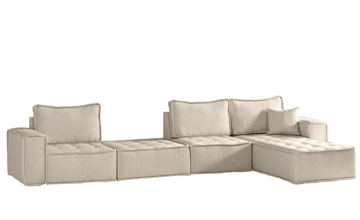 ECKSOFA Sande Xl In Alpine - Beige, Holzwerkstoff/Textil (372/192cm) - Fun Möbel