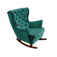 SCHAUKELSESSEL mit gepolstertem Sitz und Armlehnen, 102x81x95 cm, Grün_29851 - Pastellgrün/Braun, Holz/Textil (81/102/95cm) - DomoHome