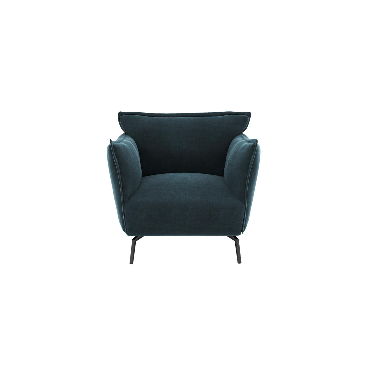 SESSEL Samt Pfauenblau 102cm - Blau/Hellblau, Textil (102/90/105cm) - Sia Home