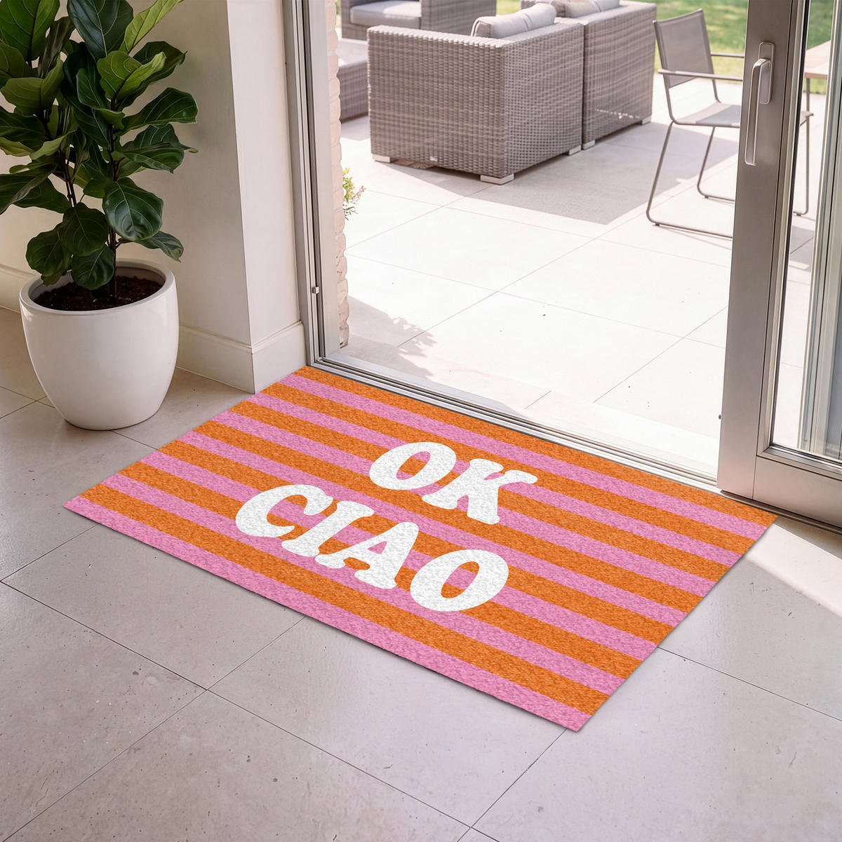 ROHOŽKA Ciao - Citace - Stripes 120x80 cm - pomerančová, textil/umělá hmota (120/0.4cm) - MuchoWow