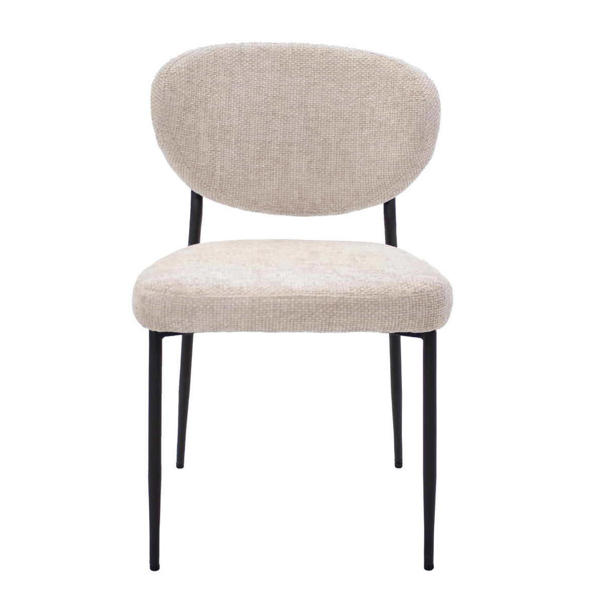 ESSZIMMERSTUHL 2er Set aus Stoff, beige - Beige/Schwarz, Textil/Metall (57/80/58cm) - Giga Meubel