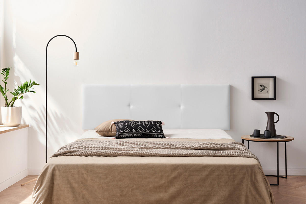 KOPFTEIL gepolstert ALMA Kunstleder 90x50x5 cm - Weiß - Moonia - Weiß, Holz (90/5/50cm)