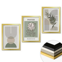WANDBILDER 3er Set - 20x30 cm Goldrahmen - Geometrische botanische Muster - Goldfarben, Kunststoff (20/30cm) - ArtPrintCave