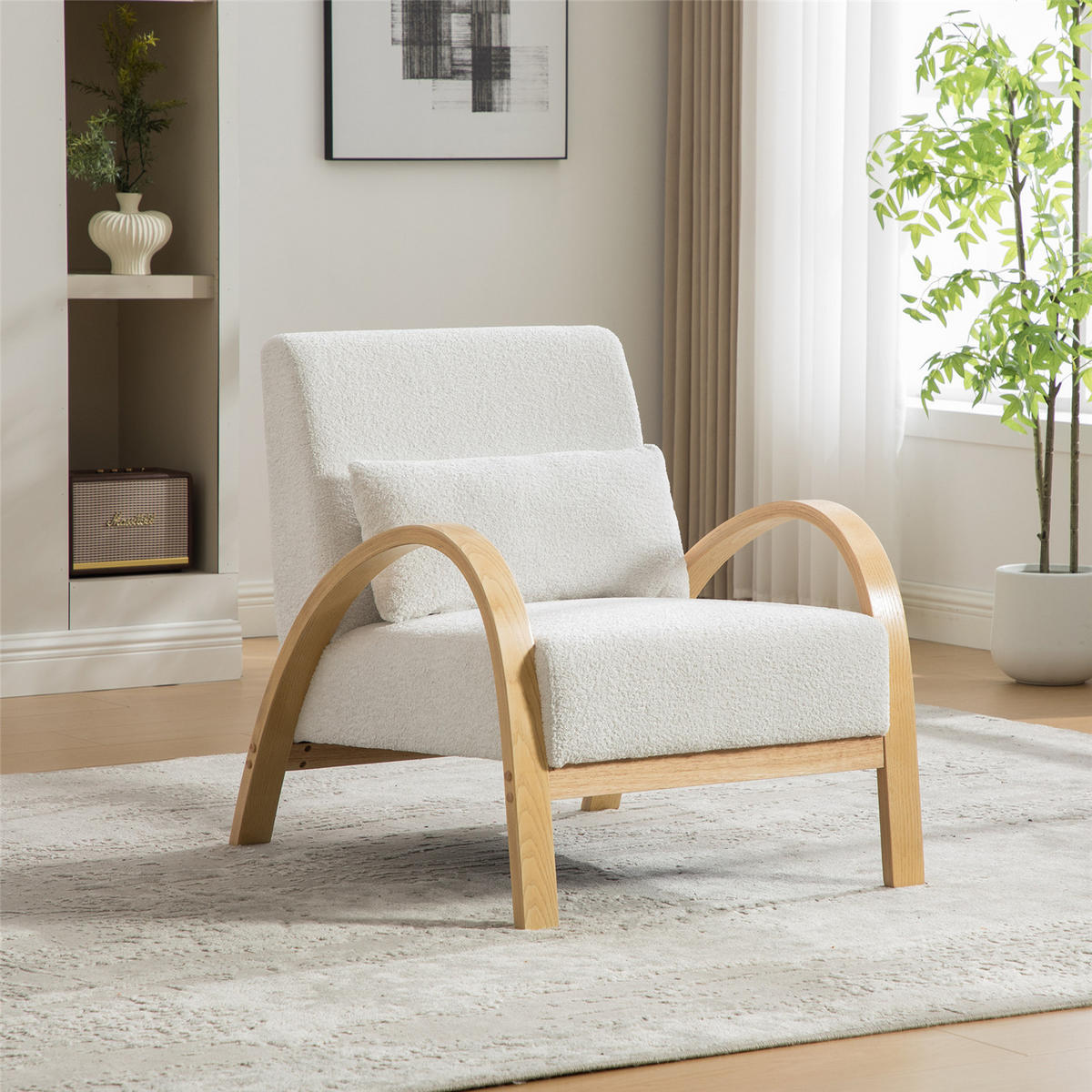SESSEL Skandinavisch Chenille Ivory - Weiß, Textil (70.5/80.5/82.5cm) - Kaket