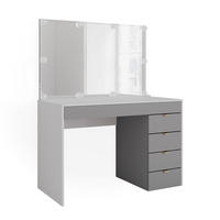 SCHMINKTISCH Elise Weiß/Grau/Grau 115 cm mit LED Beleuchtung - Weiß/Grau, Holzwerkstoff (115/76/55cm) - Vicco