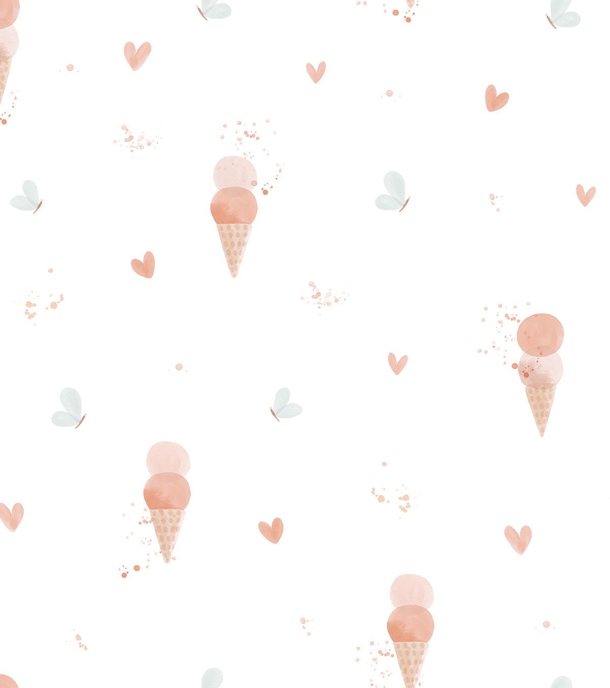 VLIESTAPETE Eiscreme 50 cm x 10 m, mehrfarbig - Pastellblau/Pink, Papier (1000/50cm) - Lilipinso