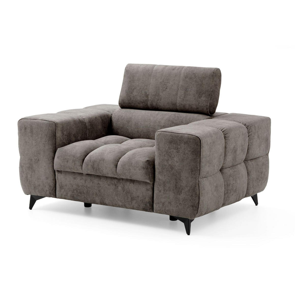 SESSEL PUDDING mit verstellbare Kopfstütze Velours Braun - Schwarz/Braun, Holz/Textil (140/93/100cm) - Muffo