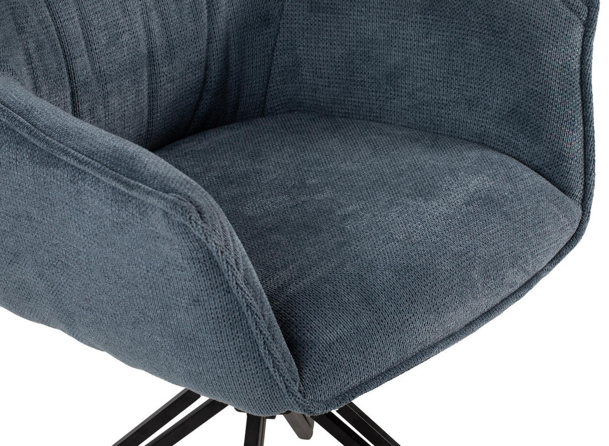 DININGSESSEL Ginosa blau drehbar - Blau/Schwarz, Textil/Metall (62/90/66cm) - Mr. Deko