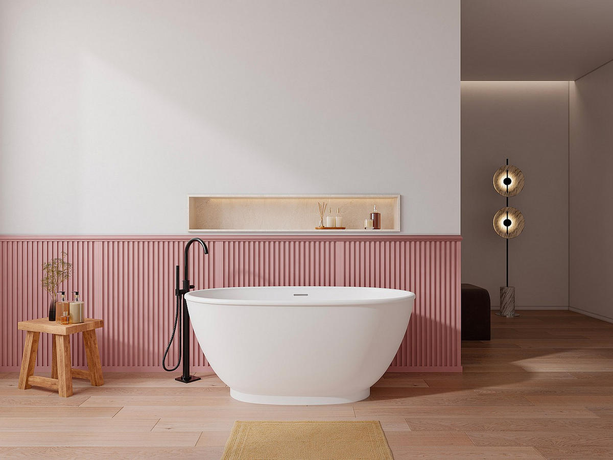 FREISTEHENDE Badewanne - 1 Person - acryl - weiß Mobula - Weiß, Kunststoff (130/57/70cm) - Vente-Unique