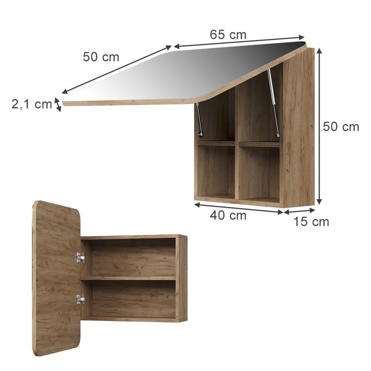 KOUPELNOVÁ ZRCADLOVÁ SKŘÍŇKA Zino Zlatý mocný dub - medově dubová, kompozitní dřevo (65/50/17.4cm) - Vicco