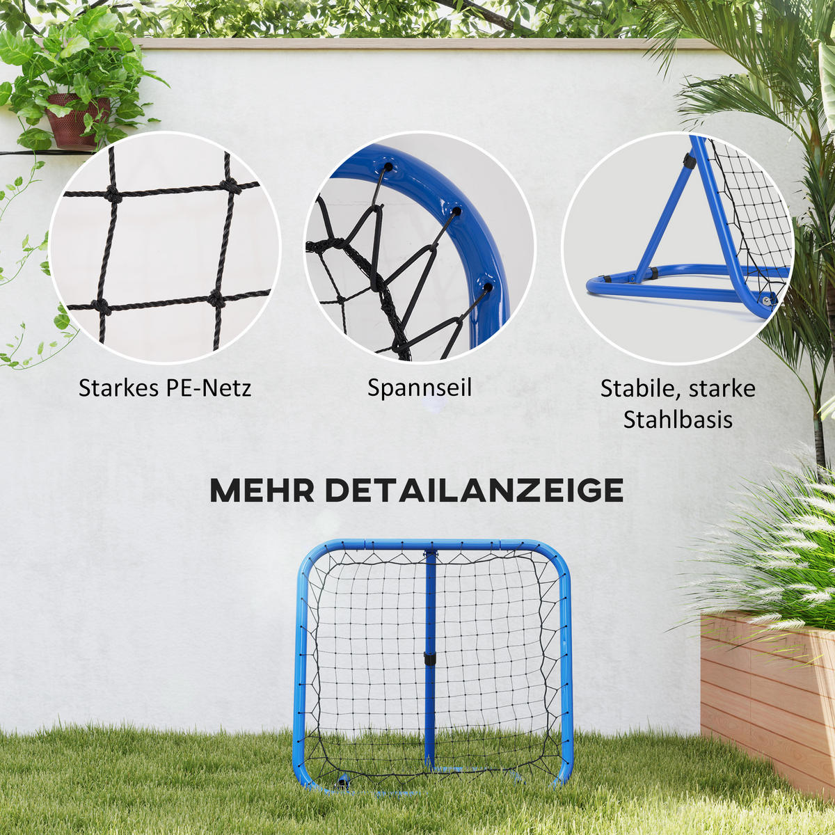 REBOUNDER für Fussball DE-10452 5-fach verstellbar, klappbar Blau - Blau, Metall (84/78cm) - ComfortXL