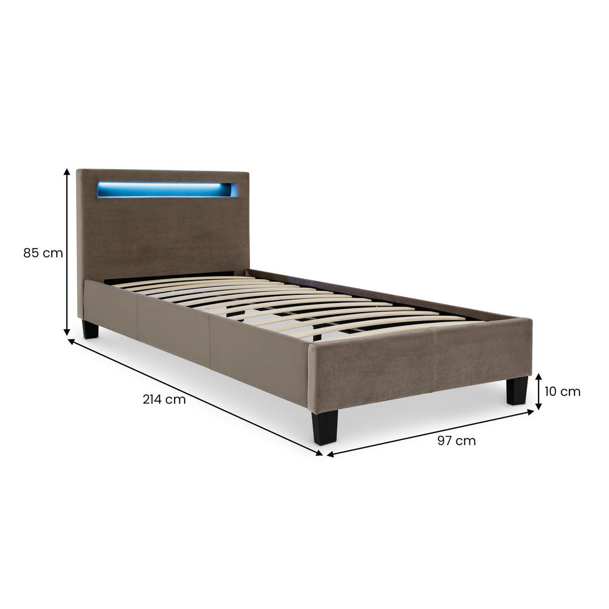 POLSTERBETT BAGO 90X200 CM - Greige, Textil (90/200cm) - IDIMEX