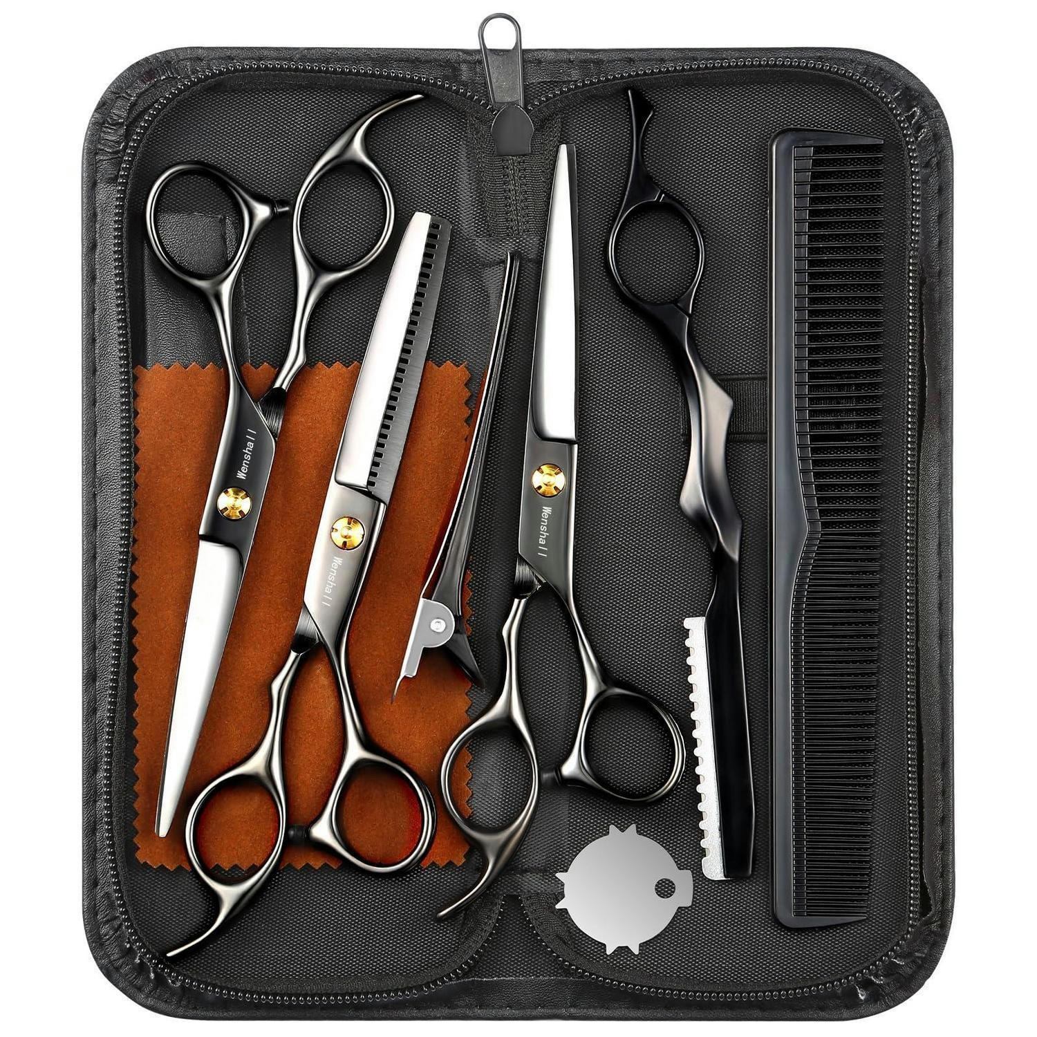 FRISEURSCHEREN Set 8-teilig Schwarz - Schwarz, Metall (8/1.5/17.5cm)