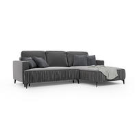 ECKSOFA Glanz rechts – Grau, mit Schlaffunktion und Bettkasten - Grau, Textil (268/177cm)