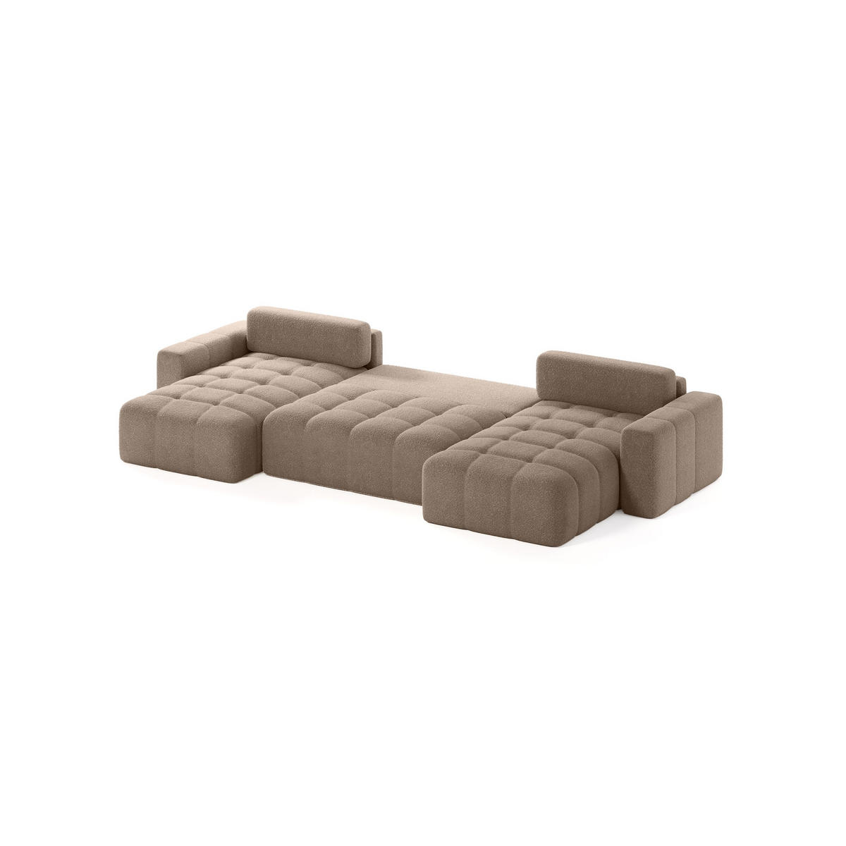 ECKSOFA Bouclé-Stoff 10 Sitzer Bornum U, Braun - Braun, Textil (386/70/155cm) - Meblito