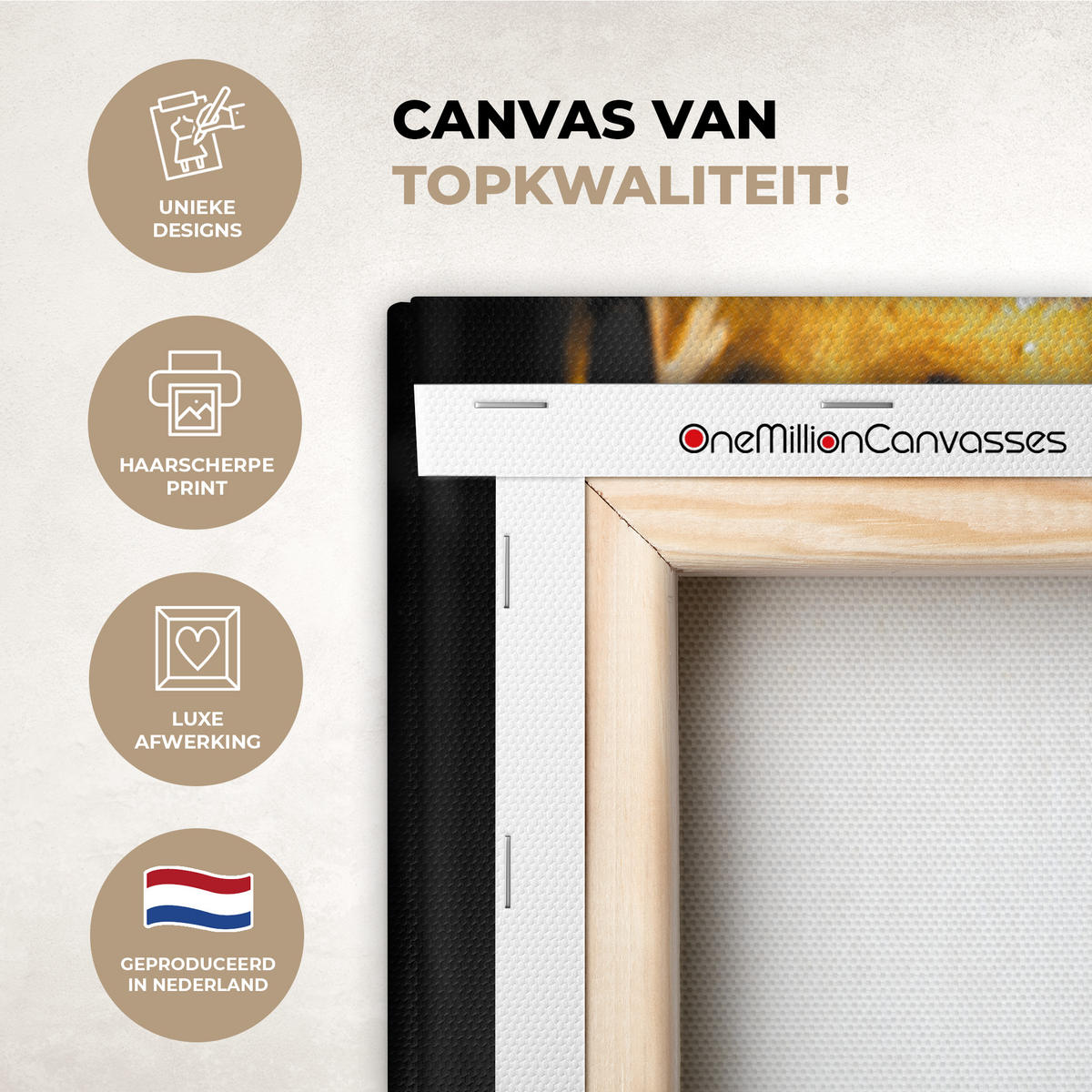 LEINWANDBILD Frau - Schwarz - Gold - Gesicht - Lippen 50x50 cm - Goldfarben, Textil (50/50cm) - MuchoWow