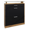 SCHUHSCHRANK Loret Schwarz matt - Schwarz, Holzwerkstoff (89/104/23cm) - Vladon