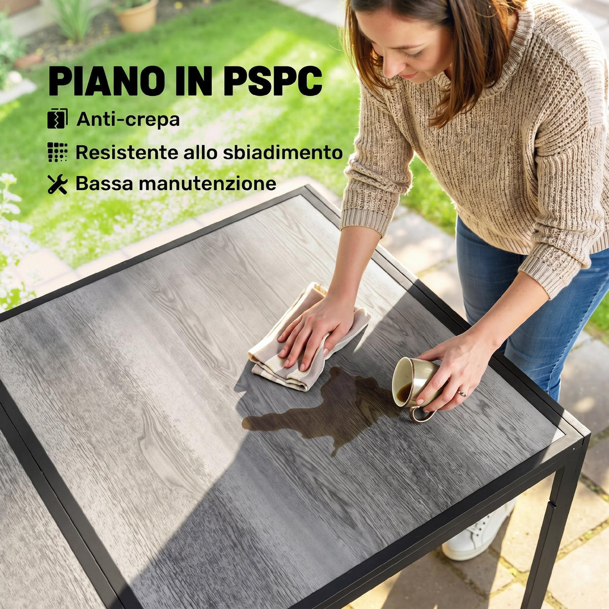 GARTENTISCH,GRAU,1 Stück - Grau, Naturmaterialien (150/80/74cm) - GiPP