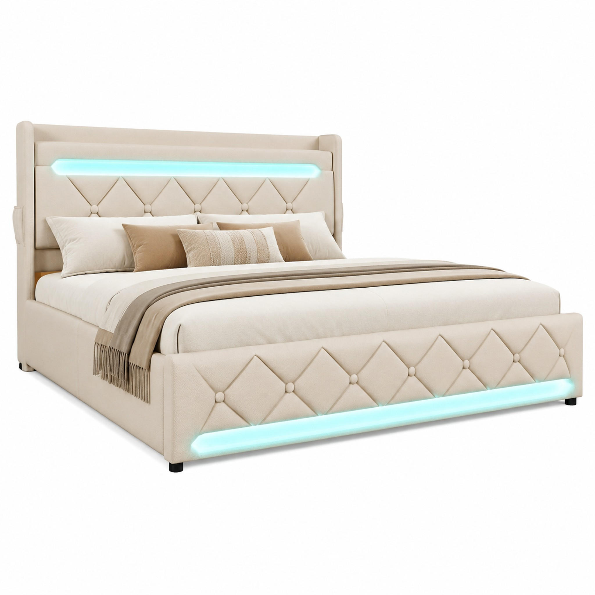 Meubliv Polsterbett Beige 140x190 cm