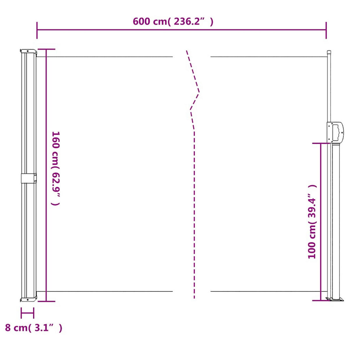 SEITENMARKISE Ausziehbar Anthrazit 160/600 Cm - Anthrazit, Textil (160/600cm) - vidaXL