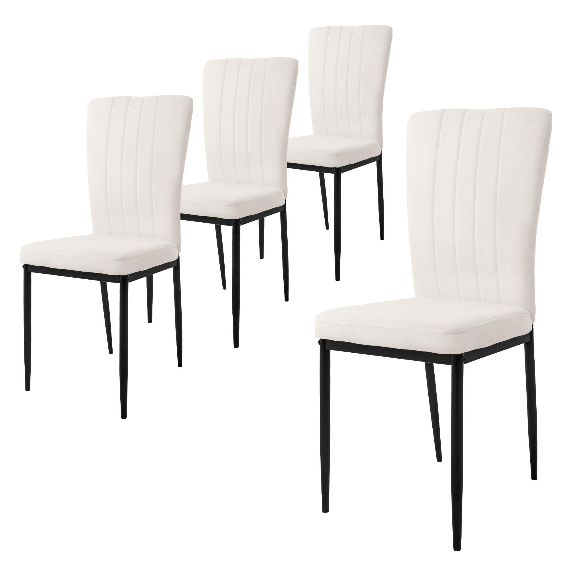 ML-DESIGN JÍDELNÍ ŽIDLE, sada 4 ks, bílý samet