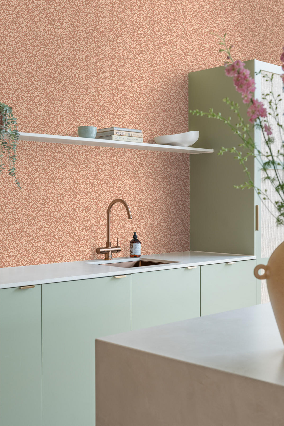 TAPETE Blumen 50 x 900 cm - Terracotta, Papier (50/900cm) - ESTAhome