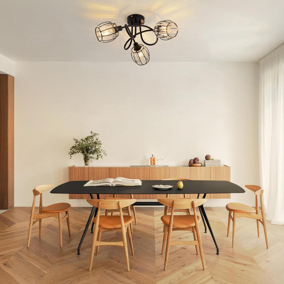 DECKENSTRAHLER Flammenschanz 20.5/20.5/40 cm - Schwarz, Glas (40/20.5/20.5cm) - ZMH