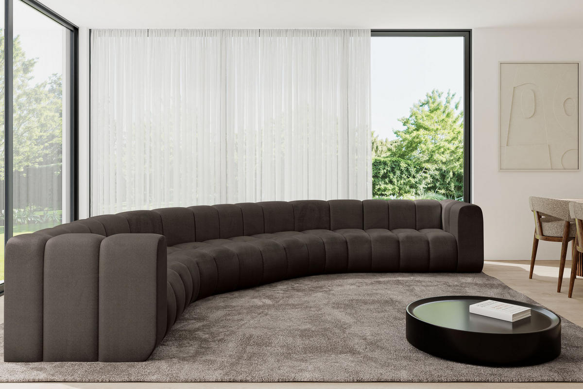 WOHNLANDSCHAFT modulares Sofa Lazro-U1 - 373x373x70 cm Braun - Braun, Holzwerkstoff/Textil (373/70/373cm) - ALTDECOR