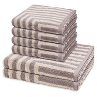FROTTIERSET Grafik 6-teilig - Beige, Textil (50/100cm) - Ross