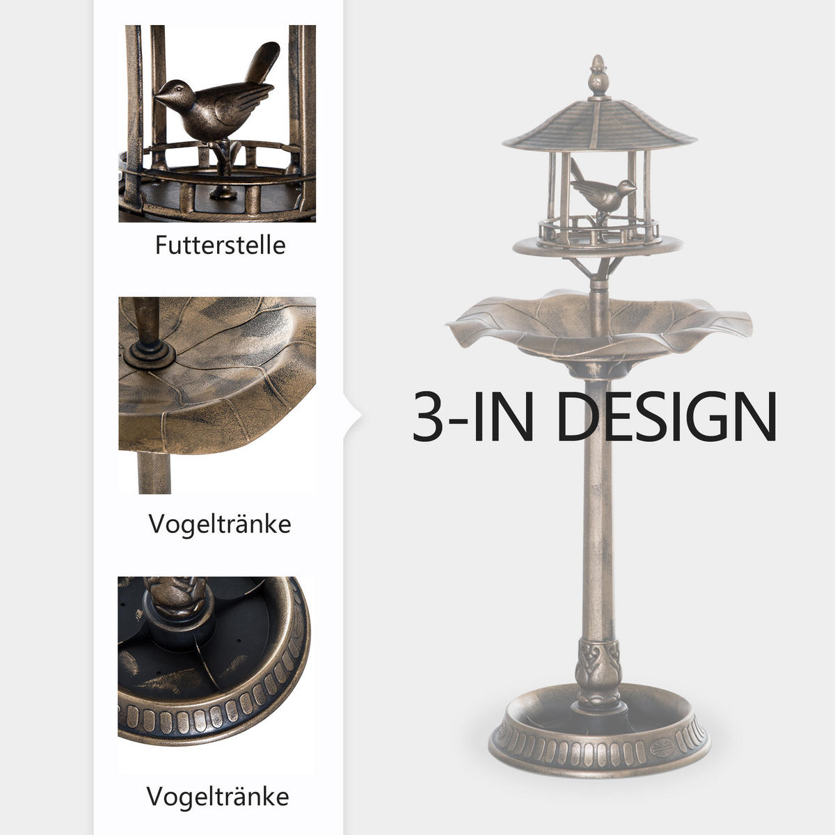 VOGELTRÄNKE, Kunststoff, Gold - Goldfarben, Kunststoff (50/113/50cm) - Outsunny