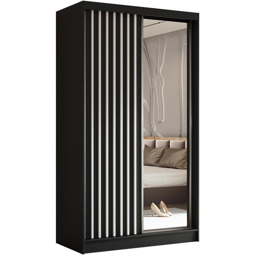 SCHWEBETÜRENSCHRANK Helix 120/216/61 schwarz+weiß mit Schubladeneinsätze - Schwarz/Weiß, Holzwerkstoff (120/216/61cm) - Beautysofa
