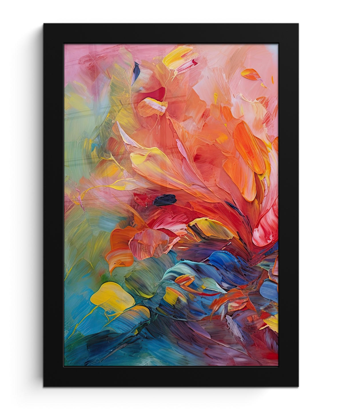 GERAHMTES BILD Ölgemälde - Kunst - Abstrakt - Farbenfroh 20x30 cm - Altrosa, Papier (20/30cm) - MuchoWow