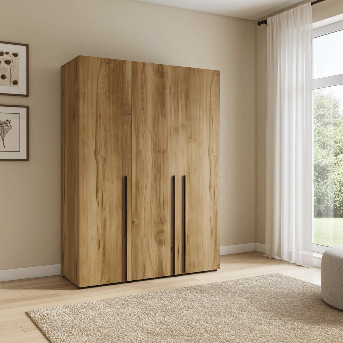 DREHTÜRENSCHRANK Arni Eiche Gold Barock - 150x206x60 cm - Eiche Artisan, Holzwerkstoff (150/206/60cm) - Ravio