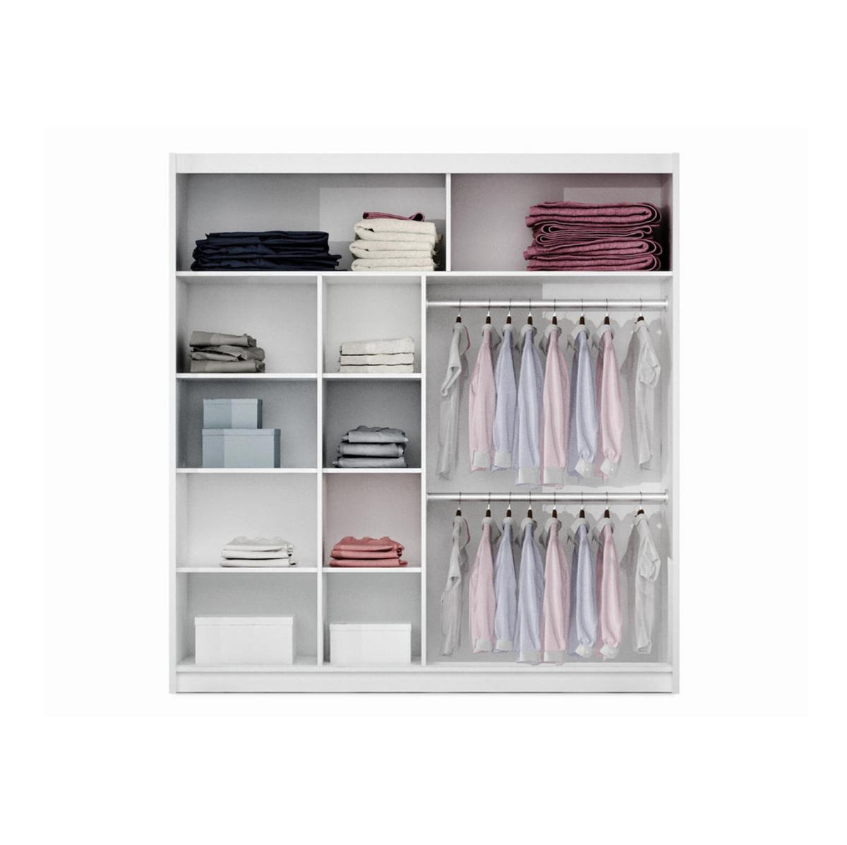 KLEIDERSCHRANK Nantes 203 Schwarz, mit Spiegel - Schwarz, Holzwerkstoff (203/215/61cm) - Bettso