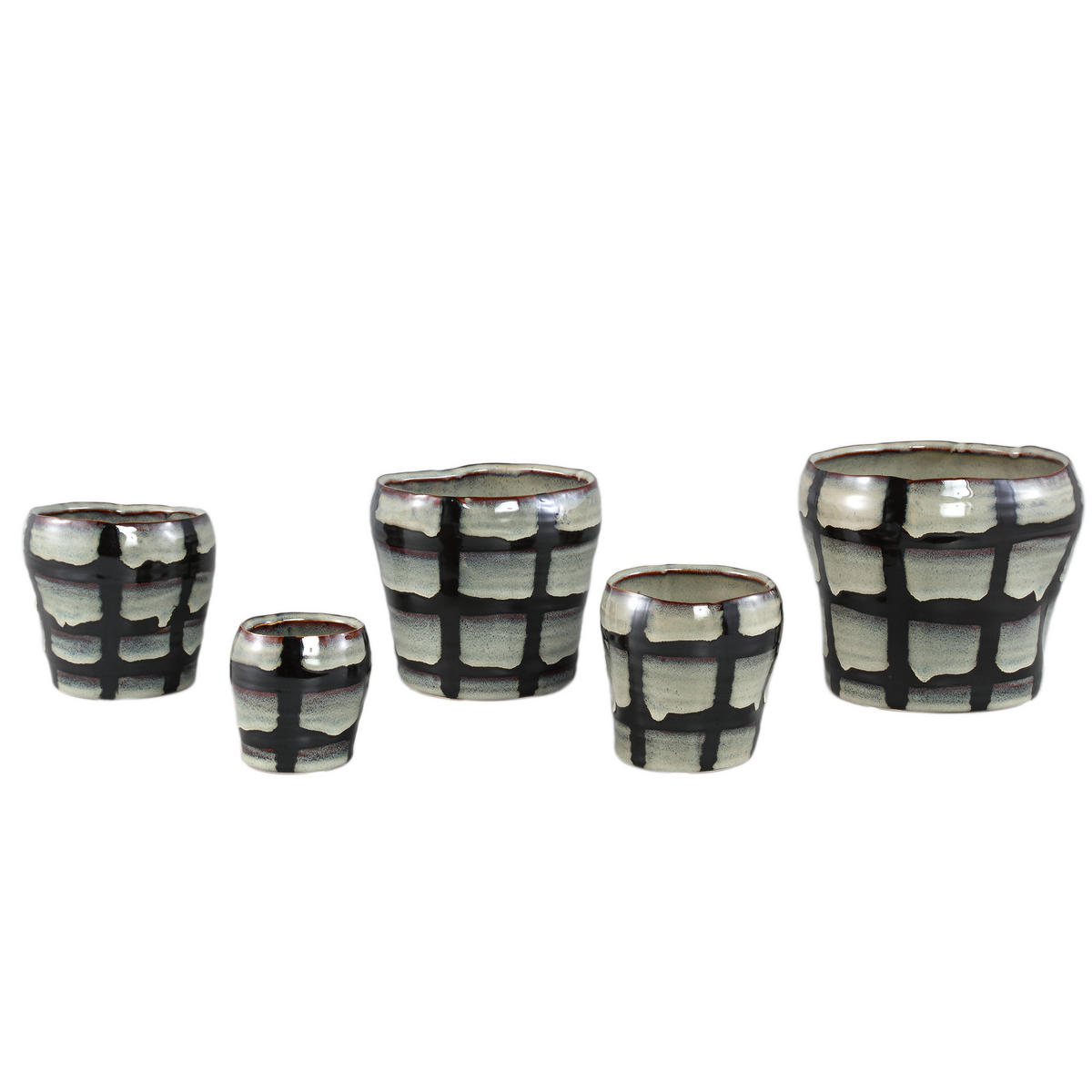 TOPF Arpit Weiß 16.5/16.5/14.5cm - Schwarz/Weiß, Keramik (14.5cm) - PTMD Collection