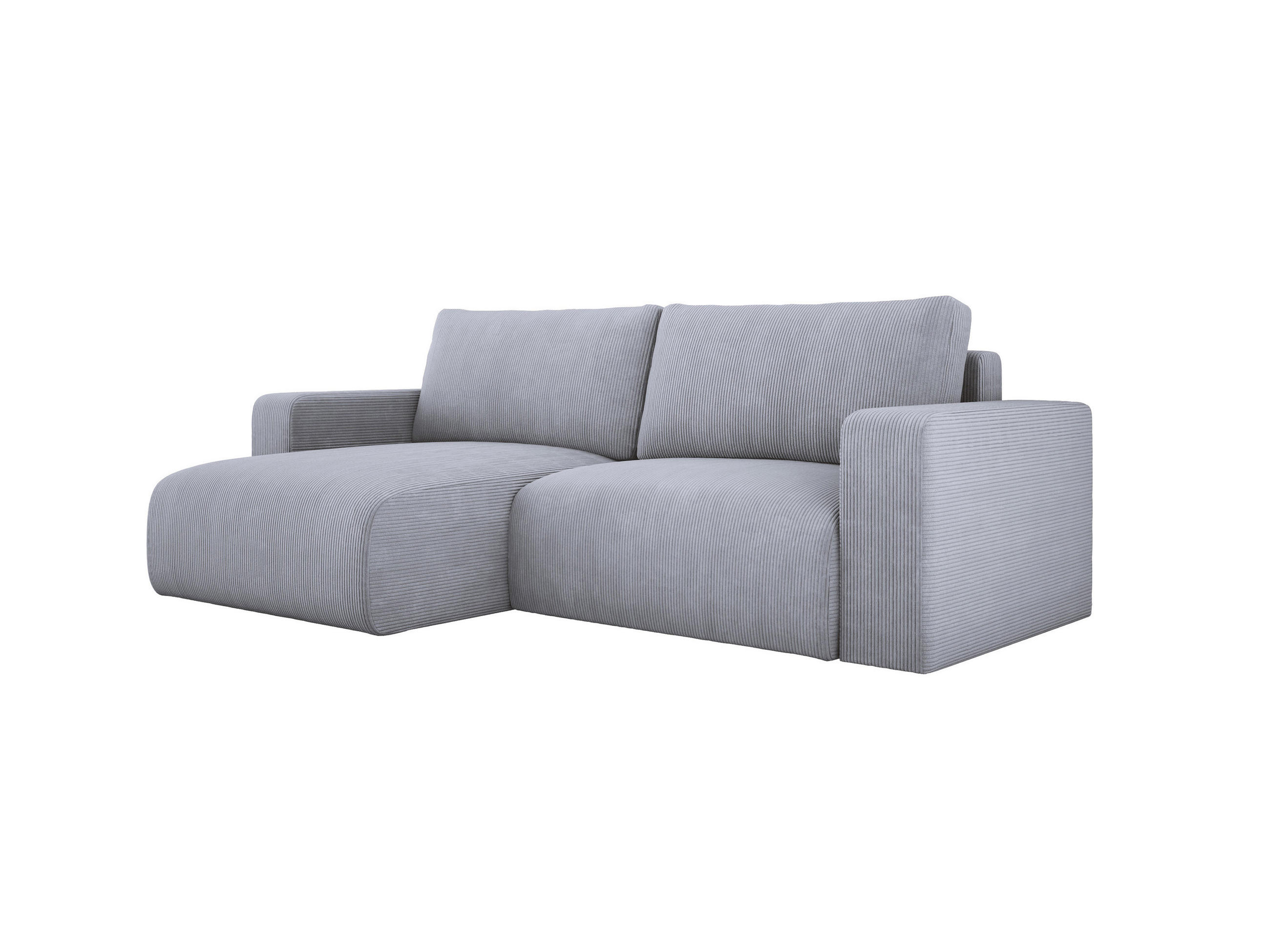 ECKSOFA Carl L-förmig Schlaffunktion und Bettkasten weicher Cordstoff flexibel stellbar lose Rückenkissen freistehend LINKS 143x247x83cm Silver - Silberfarben, Holz/Textil (143/247cm) - DomoHome